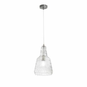 Lampada sospesa 150 h cm in metallo con diffusore in vetro sfaccettato trasparente