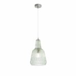 Lampada sospesa 150 h cm in metallo con diffusore in vetro sfaccettato verde