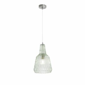 Lampada sospesa 150 h cm in metallo con diffusore in vetro sfaccettato verde