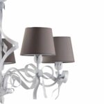 Lampadario Shabby Chic Lucy Bianco 5 Luci Paralumi Tortora